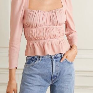 Reformation shirred crepe blouse size M